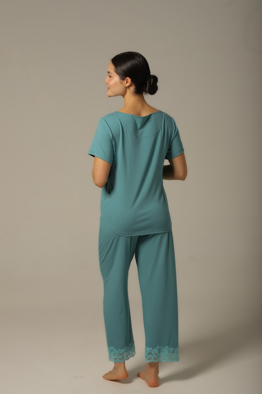 Conjunto Pijama Capri - Visco Turquesa - Col. Céu Aberto - Imagem 4