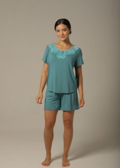 Conjunto Short M.Curta - Visco Turquesa - Col. Céu Aberto