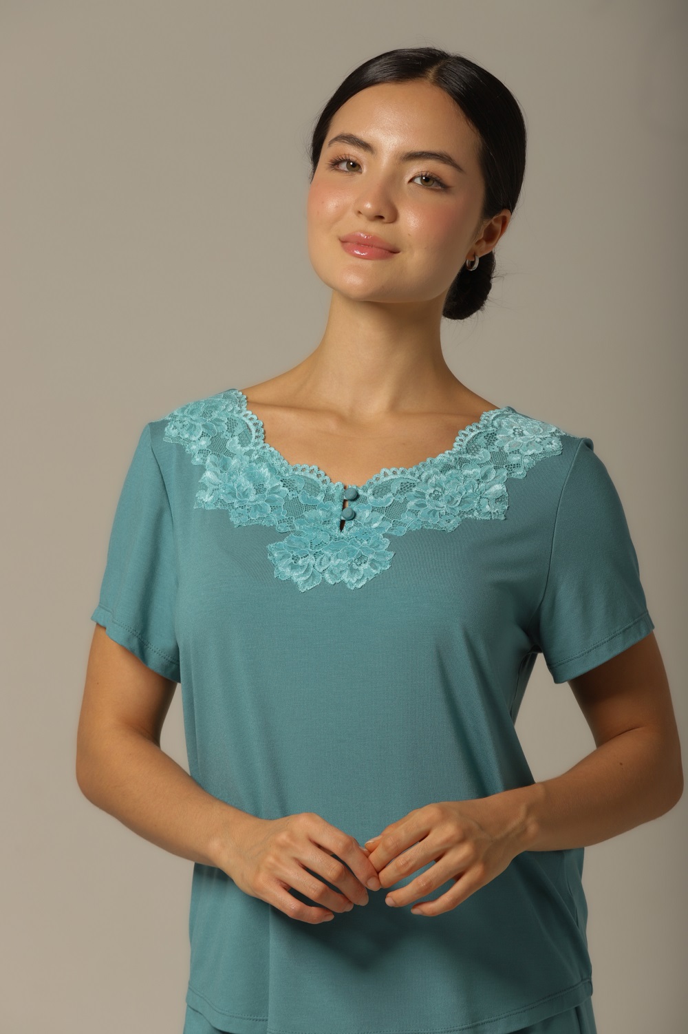 Conjunto Short M.Curta - Visco Turquesa - Col. Céu Aberto - Imagem 2