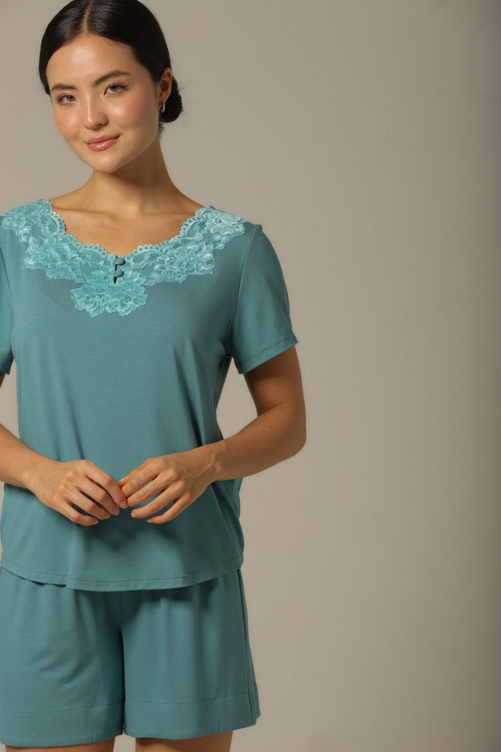 Conjunto Short M.Curta - Visco Turquesa - Col. Céu Aberto - Imagem 3