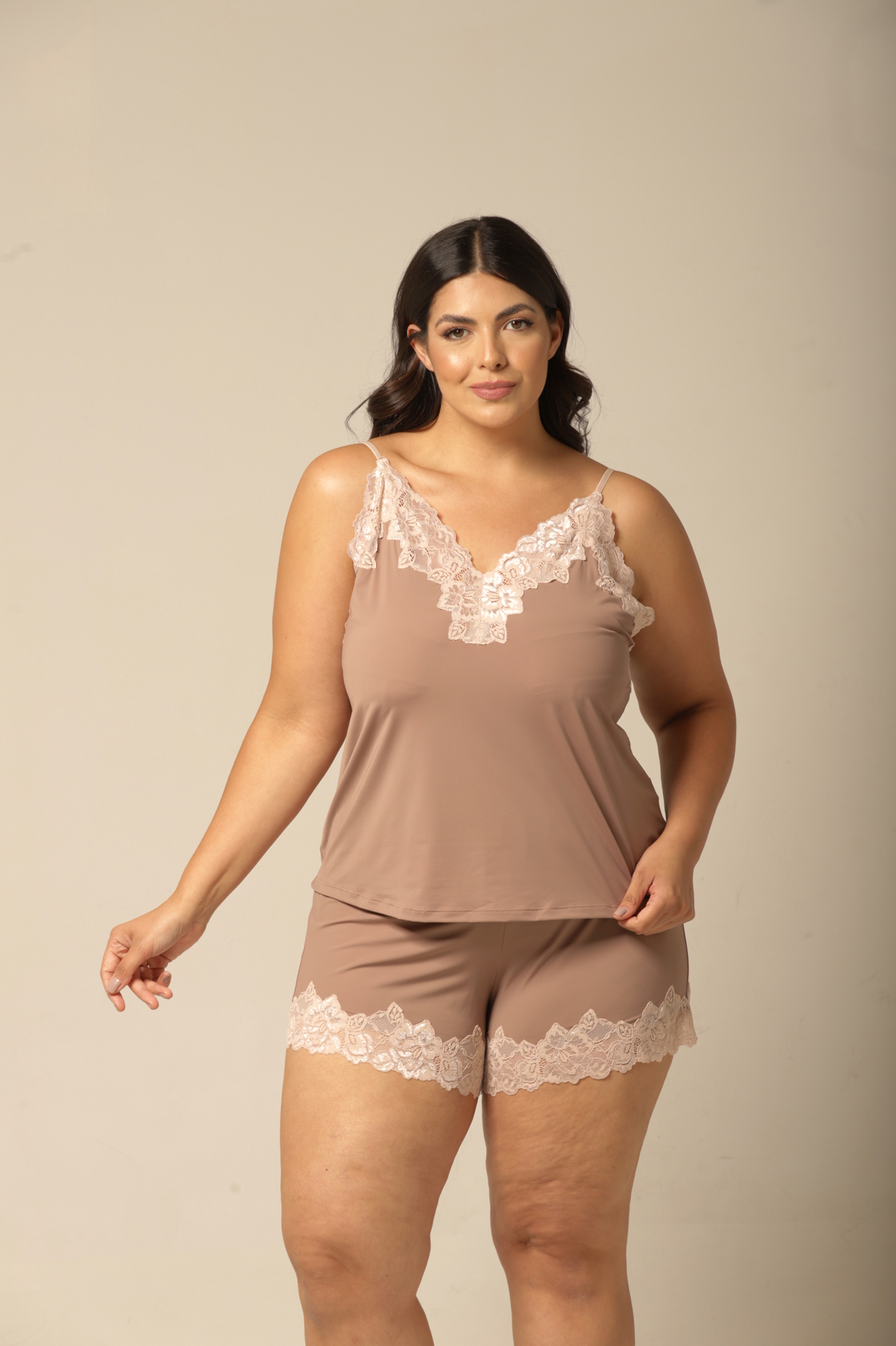 Conjunto Short Doll Alça - Fluity Avelã - Col. Luz na Pele