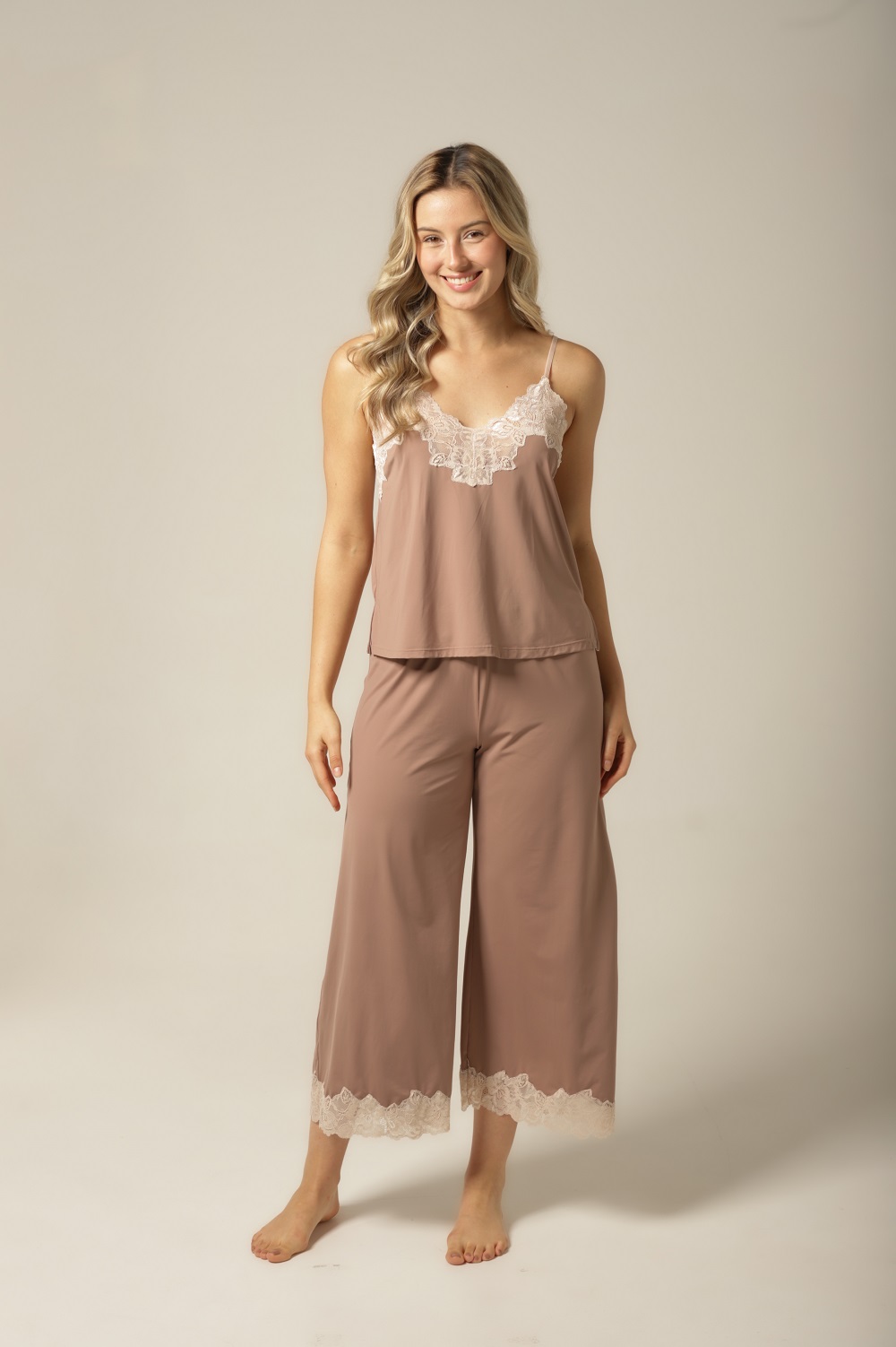 Conjunto Pijama Alça - Fluity Avelã - Col. Luz na Pele