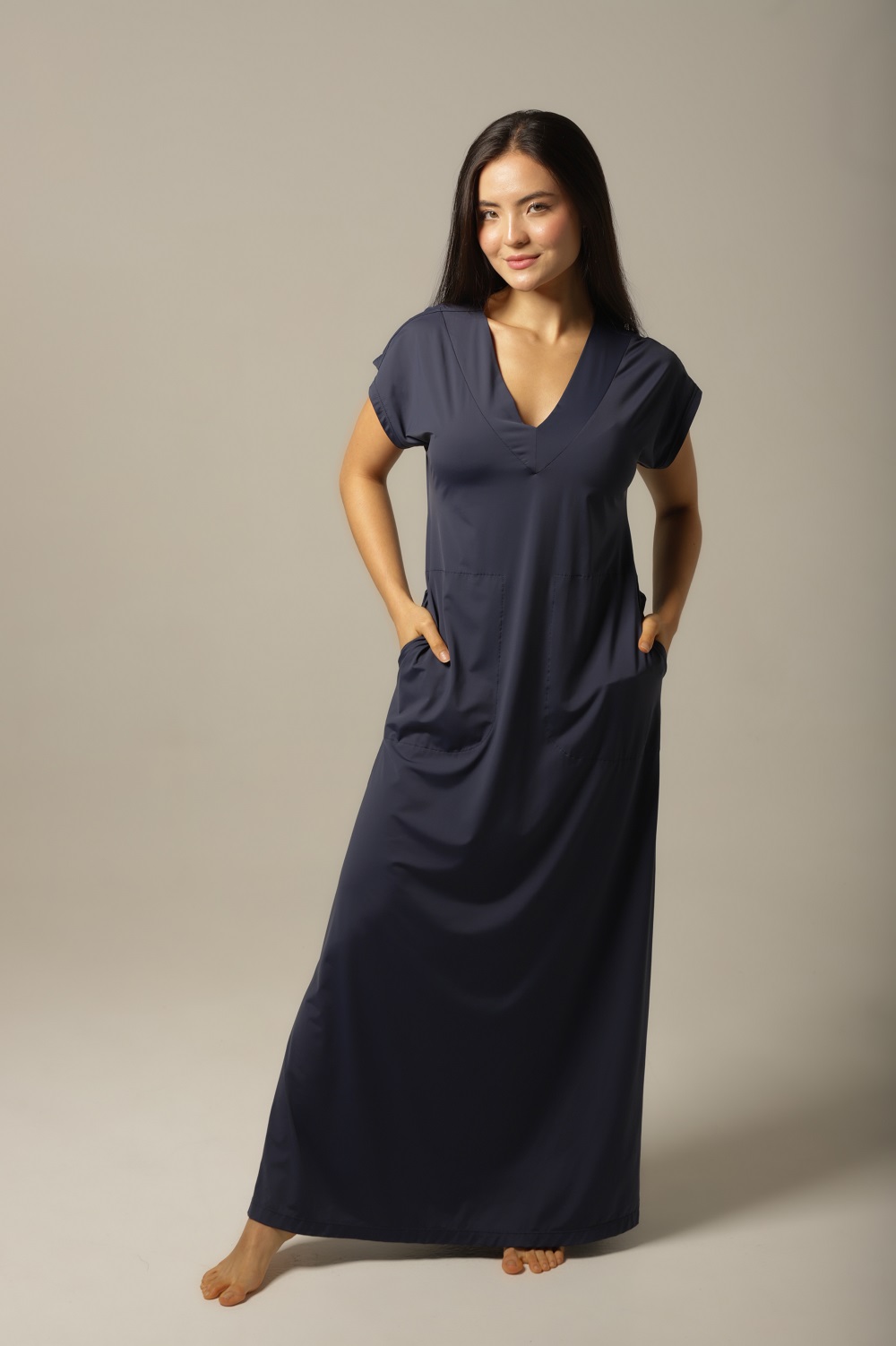 Kaftan Manga - Fluity Marinho - Col. Dias de Veraneio