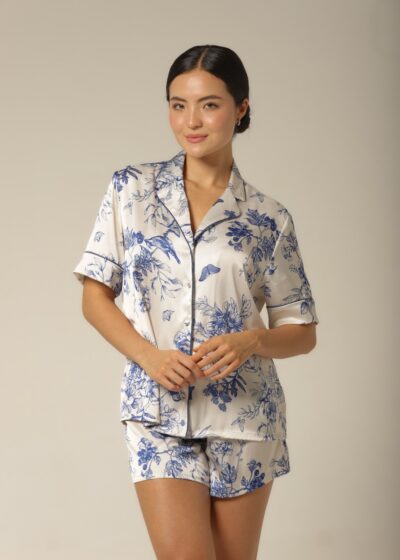 Conjunto Short Clássico - Cetim Floral - Col. Veraneio Chic