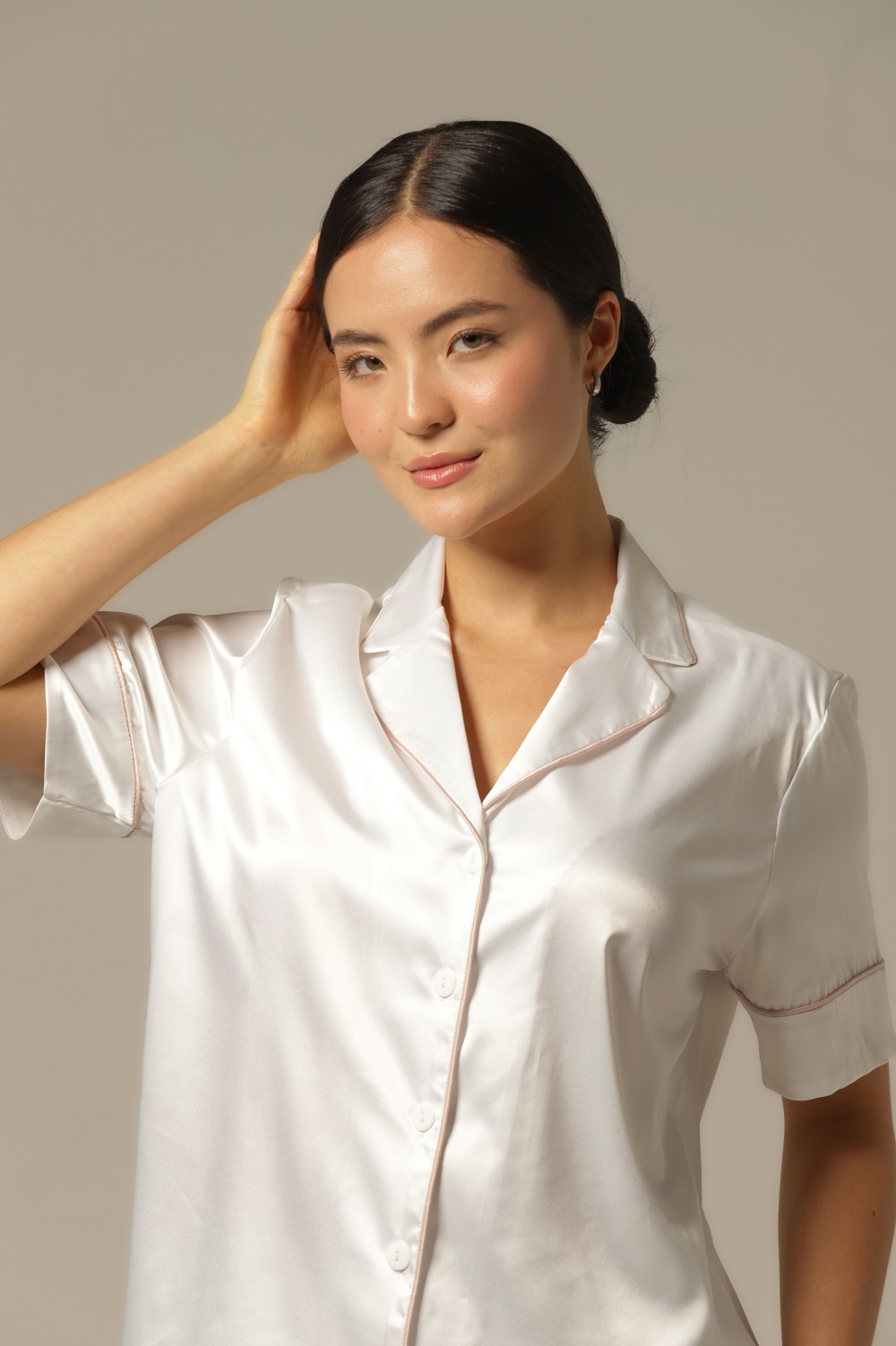 Conjunto Short Clássico - Cetim Off - Col. Raios e Renda - Imagem 3