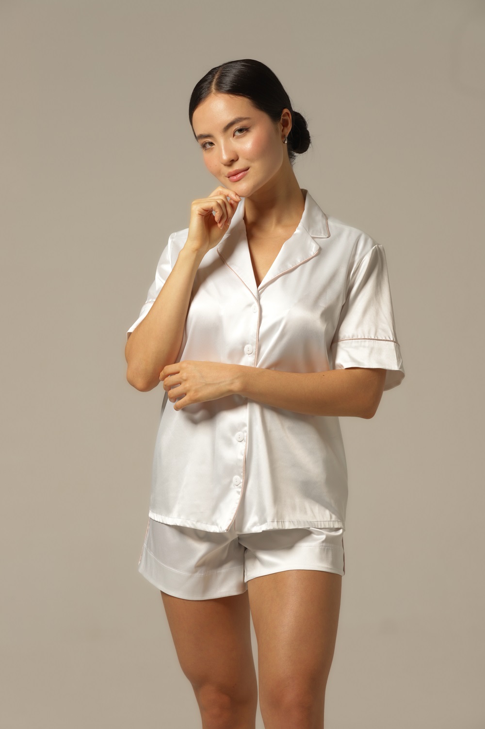 Conjunto Short Clássico - Cetim Off - Col. Raios e Renda - Imagem 6