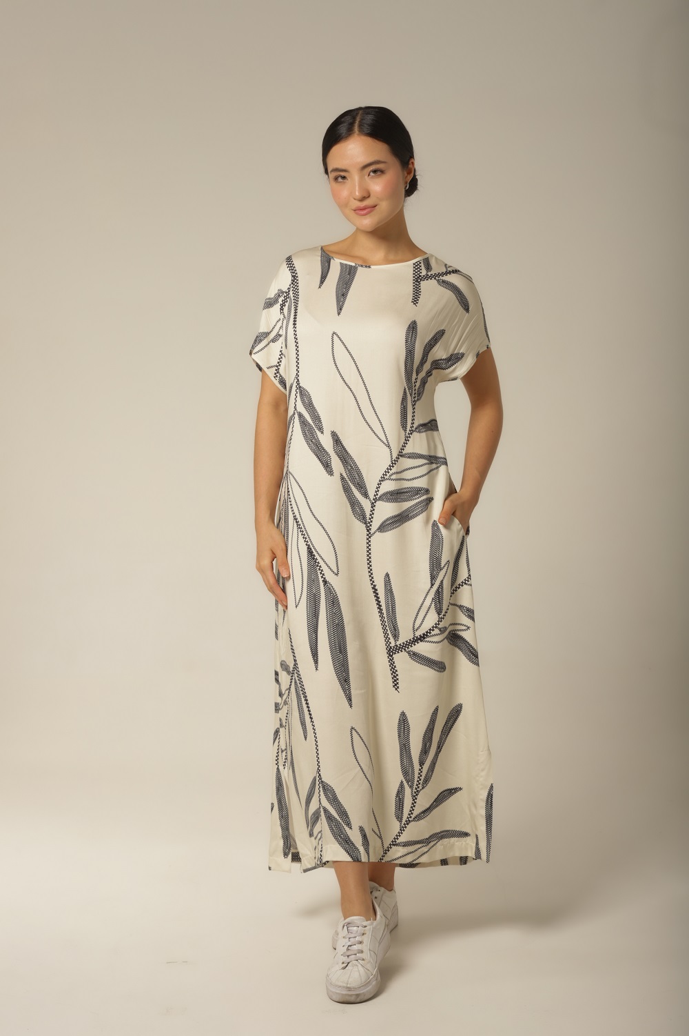 Kaftan Midi - Rayon Floral - Col. Sombra e Água - Imagem 5