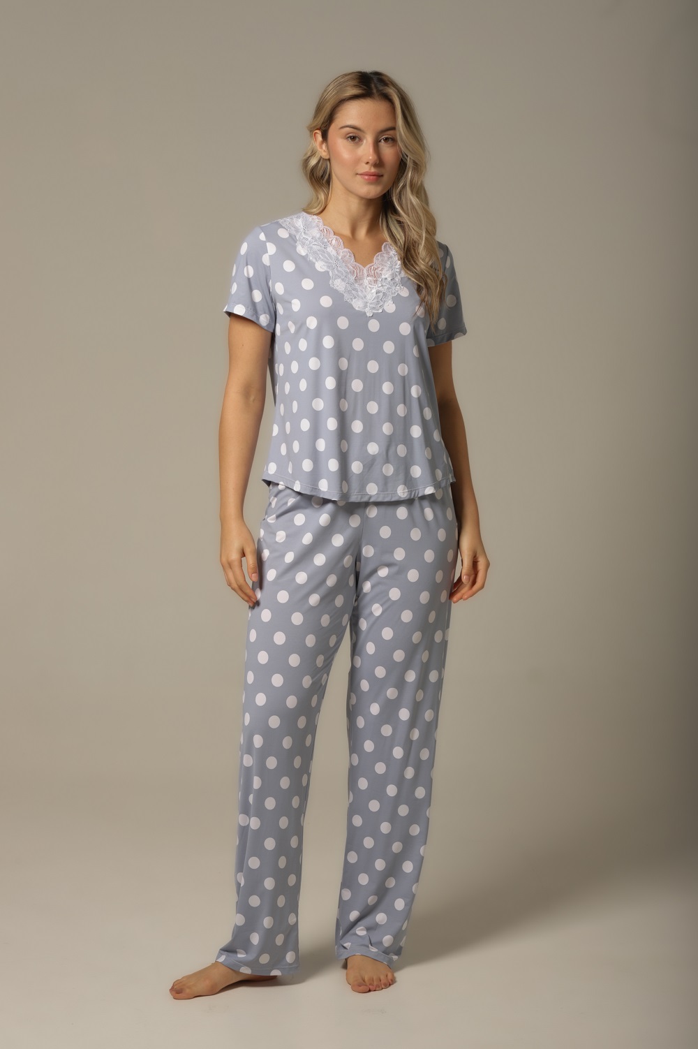 Conjunto Pijama M.Curta - Fluity Poá - Col. Verão Essencial