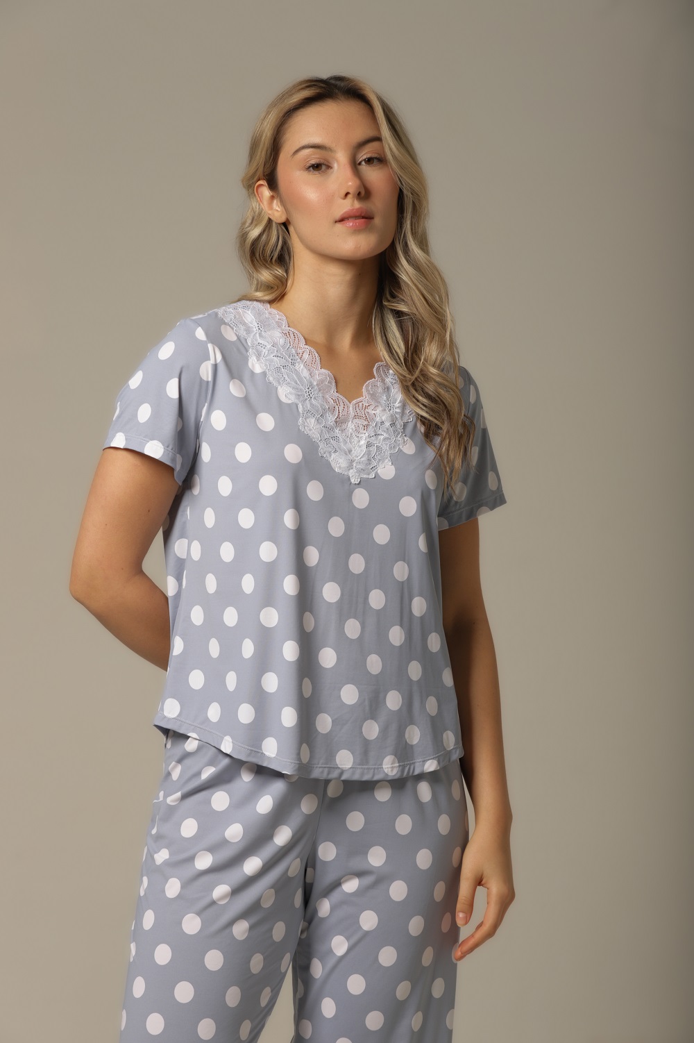 Conjunto Pijama M.Curta - Fluity Poá - Col. Verão Essencial - Imagem 3