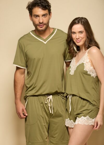 Alternative view of Conjunto Pijama Masculino Bermuda em Fluity Verde Silêncio da Noite