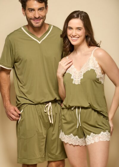 Alternative view of Conjunto Short Doll Alça Fluity Verde Coleção Silêncio da Noite